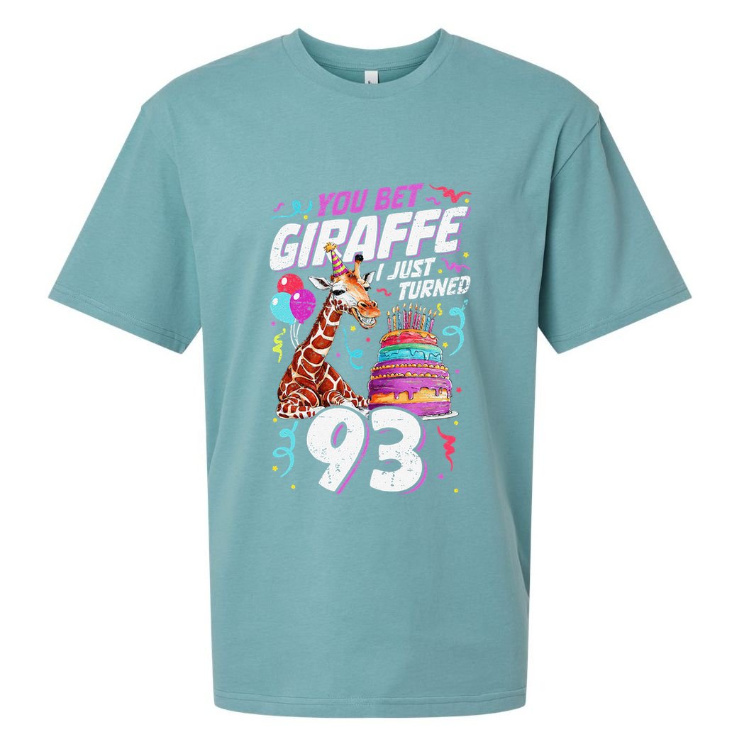 You Bet Giraffe I Just Turned 93 Funny 93rd Birthday Sueded Cloud Jersey T-Shirt