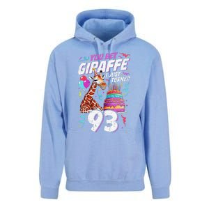 You Bet Giraffe I Just Turned 93 Funny 93rd Birthday Unisex Surf Hoodie