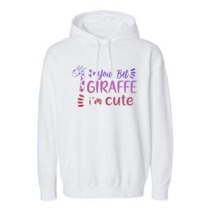 You Bet Giraffe IM Cute Animal Lover Garment-Dyed Fleece Hoodie