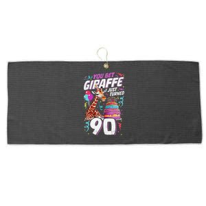 You Bet Giraffe I Just Turned 90 Funny 90th Birthday Large Microfiber Waffle Golf Towel