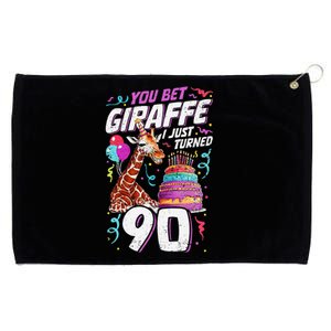 You Bet Giraffe I Just Turned 90 Funny 90th Birthday Grommeted Golf Towel