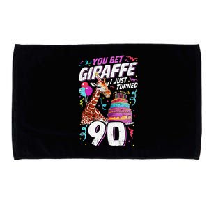 You Bet Giraffe I Just Turned 90 Funny 90th Birthday Microfiber Hand Towel