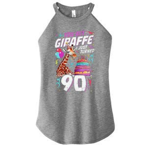 You Bet Giraffe I Just Turned 90 Funny 90th Birthday Women's Perfect Tri Rocker Tank