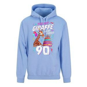 You Bet Giraffe I Just Turned 90 Funny 90th Birthday Unisex Surf Hoodie