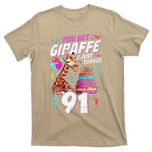 You Bet Giraffe I Just Turned 91 Funny 91st Birthday T-Shirt