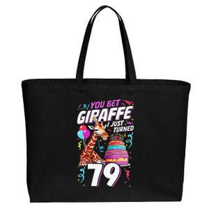 You Bet Giraffe I Just Turned 79 Funny 79th Birthday Cotton Canvas Jumbo Tote