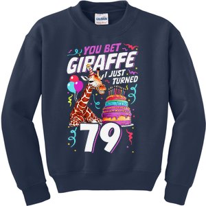 You Bet Giraffe I Just Turned 79 Funny 79th Birthday Kids Sweatshirt