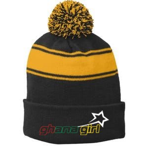 Yaa Baby Ghana Girl Star Stripe Pom Pom Beanie