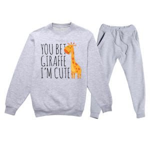 You Bet Giraffe IM Cute New Baby Funny Baby Premium Crewneck Sweatsuit Set