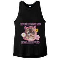 Your Blessing Has Arrived Cat & Funny Silly Catr Blessing Has Arrived Cat & Funn Ladies PosiCharge Tri-Blend Wicking Tank