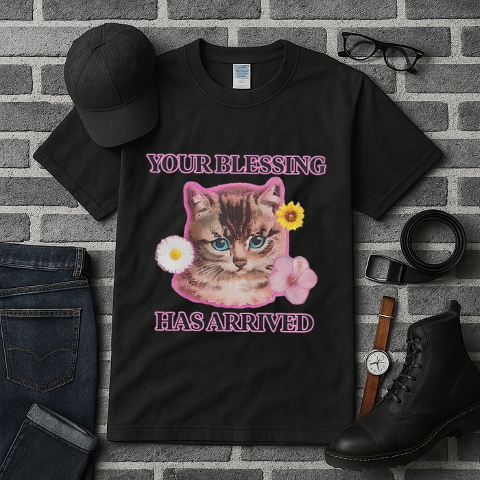 Your Blessing Has Arrived Cat & Funny Silly Catr Blessing Has Arrived Cat & Funn Tall T-Shirt