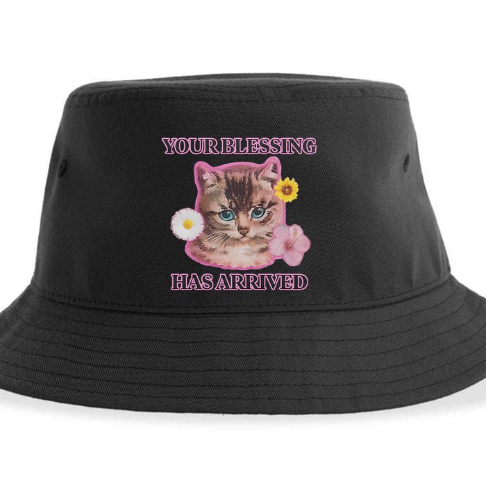 Your Blessing Has Arrived Cat & Funny Silly Catr Blessing Has Arrived Cat & Funn Sustainable Bucket Hat
