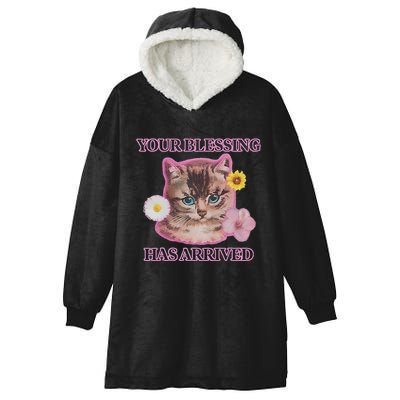 Your Blessing Has Arrived Cat & Funny Silly Catr Blessing Has Arrived Cat & Funn Hooded Wearable Blanket