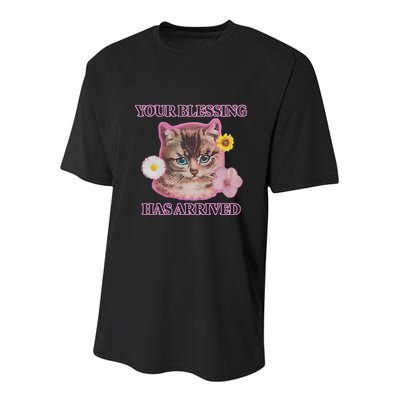 Your Blessing Has Arrived Cat & Funny Silly Catr Blessing Has Arrived Cat & Funn Youth Performance Sprint T-Shirt