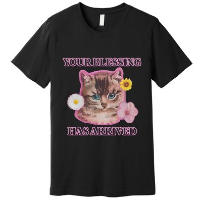 Your Blessing Has Arrived Cat & Funny Silly Catr Blessing Has Arrived Cat & Funn Premium T-Shirt