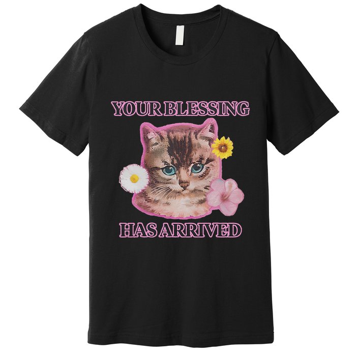 Your Blessing Has Arrived Cat & Funny Silly Catr Blessing Has Arrived Cat & Funn Premium T-Shirt