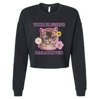 Your Blessing Has Arrived Cat & Funny Silly Catr Blessing Has Arrived Cat & Funn Cropped Pullover Crew