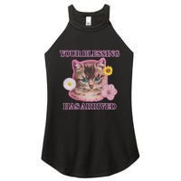 Your Blessing Has Arrived Cat & Funny Silly Catr Blessing Has Arrived Cat & Funn Women's Perfect Tri Rocker Tank