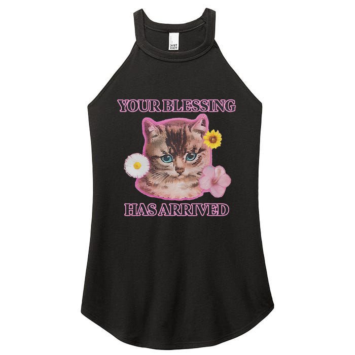 Your Blessing Has Arrived Cat & Funny Silly Catr Blessing Has Arrived Cat & Funn Women's Perfect Tri Rocker Tank