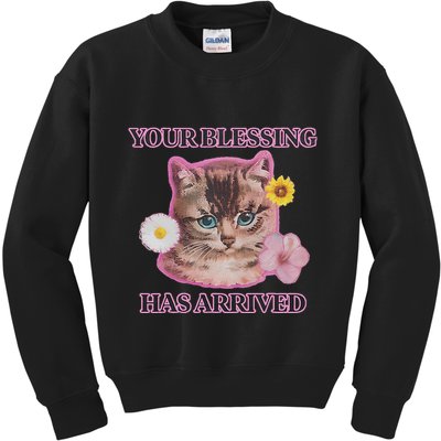 Your Blessing Has Arrived Cat & Funny Silly Catr Blessing Has Arrived Cat & Funn Kids Sweatshirt