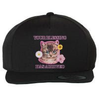 Your Blessing Has Arrived Cat & Funny Silly Catr Blessing Has Arrived Cat & Funn Wool Snapback Cap