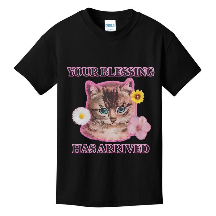 Your Blessing Has Arrived Cat & Funny Silly Catr Blessing Has Arrived Cat & Funn Kids T-Shirt