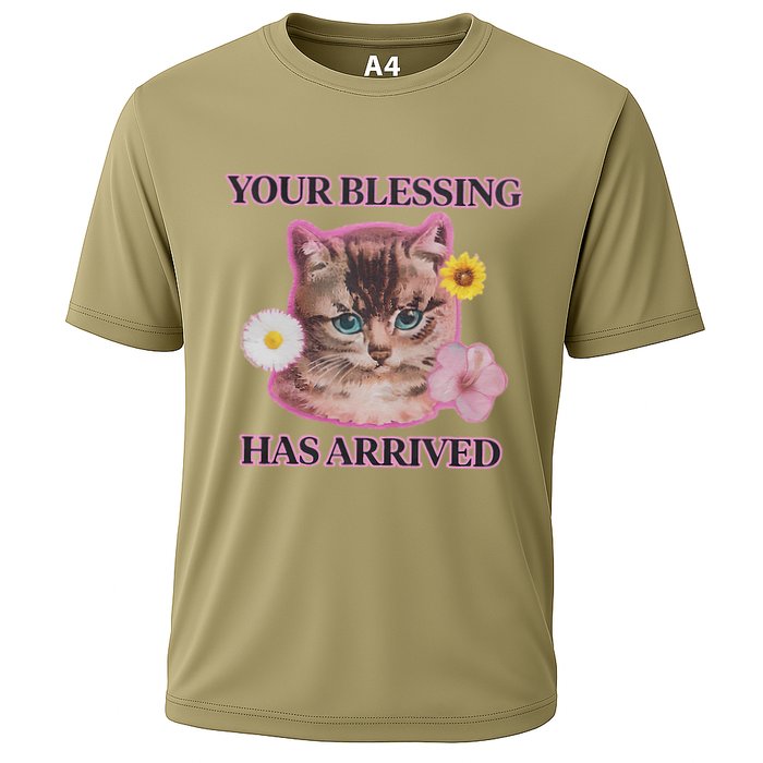 Your Blessing Has Arrived Cat & Funny Silly Catr Blessing Has Arrived Cat & Funn Cooling Performance Crew T-Shirt