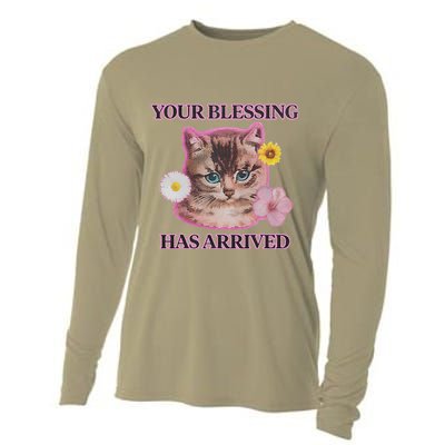 Your Blessing Has Arrived Cat & Funny Silly Catr Blessing Has Arrived Cat & Funn Cooling Performance Long Sleeve Crew