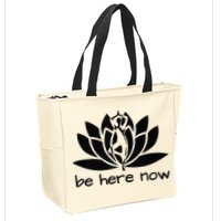 Yoga Be Here Now Fitness Workout Namaste Lotus For Women Zip Tote Bag