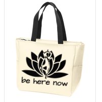 Yoga Be Here Now Fitness Workout Namaste Lotus For Women Zip Tote Bag