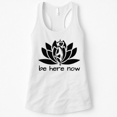 Yoga Be Here Now Fitness Workout Namaste Lotus For Women Womens Tank Top