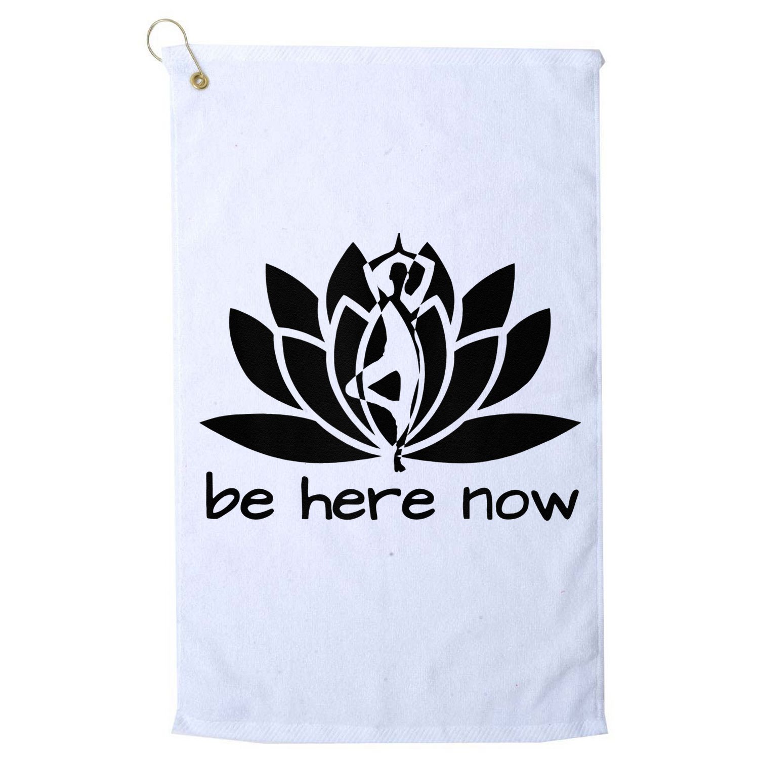 Yoga Be Here Now Fitness Workout Namaste Lotus For Women Golf Towel