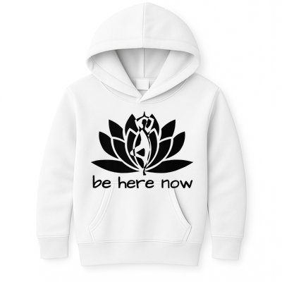 Yoga Be Here Now Fitness Workout Namaste Lotus For Women Kids Hoodie