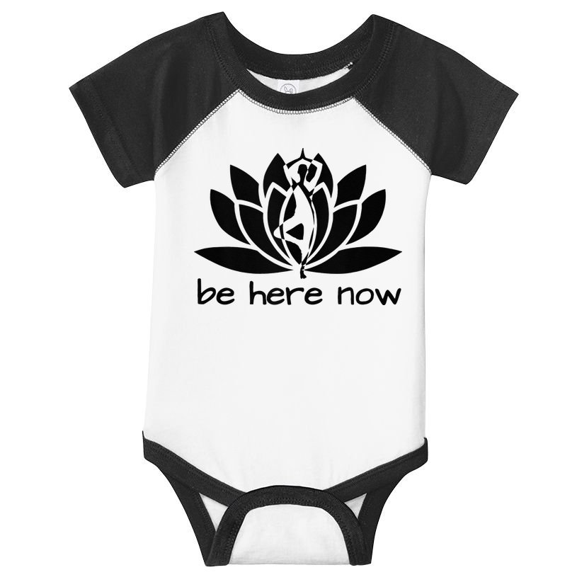 Yoga Be Here Now Fitness Workout Namaste Lotus For Women Infant Baby Jersey Bodysuit
