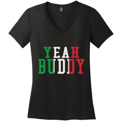 Yeah Buddy Italian Flag Colors Women's V-Neck T-Shirt