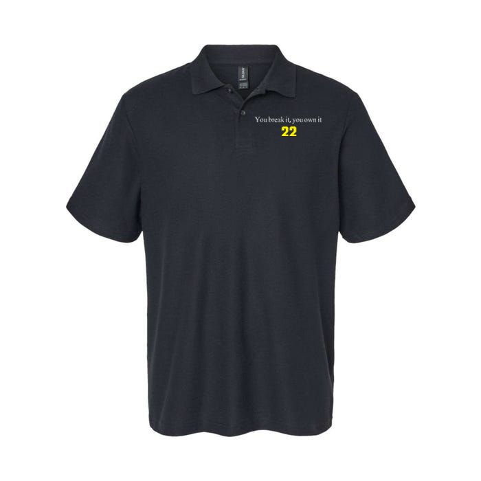 You Break It You Own It Clark 22 Iowa  Softstyle Adult Sport Polo