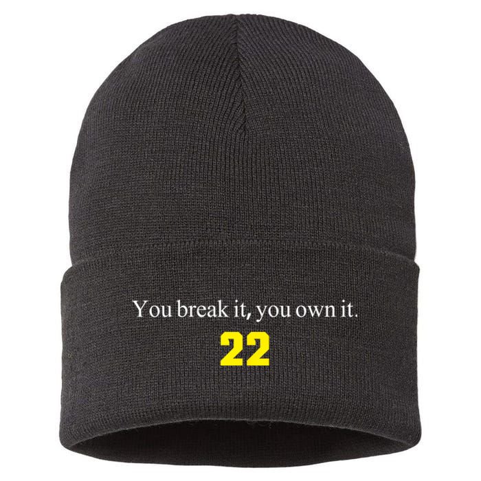 You Break It You Own It Clark 22 Iowa  Sustainable Knit Beanie