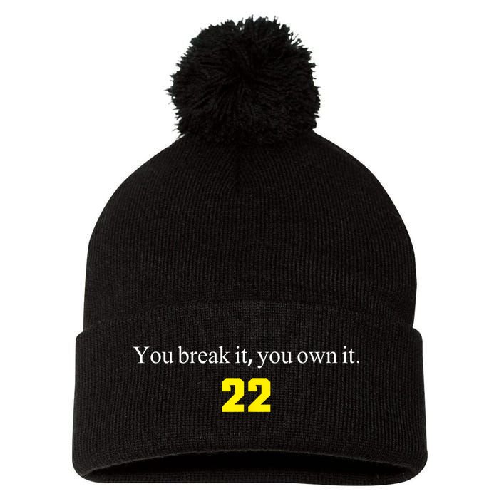 You Break It You Own It Clark 22 Iowa  Pom Pom 12in Knit Beanie