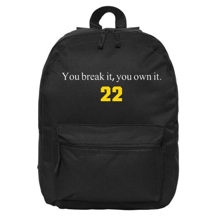 You break it you own it Clark 22 iowa Front & Back Design 16 in Basic Backpack