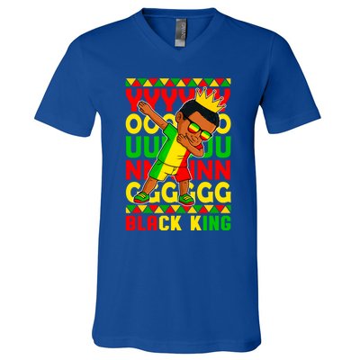 Young Black King Melanin African Juneteenth 1865 Gift V-Neck T-Shirt