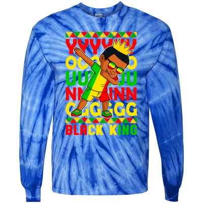 Young Black King Melanin African Juneteenth 1865 Gift Tie-Dye Long Sleeve Shirt