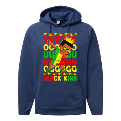 Young Black King Melanin African Juneteenth 1865 Gift Performance Fleece Hoodie