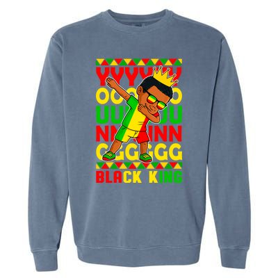 Young Black King Melanin African Juneteenth 1865 Gift Garment-Dyed Sweatshirt