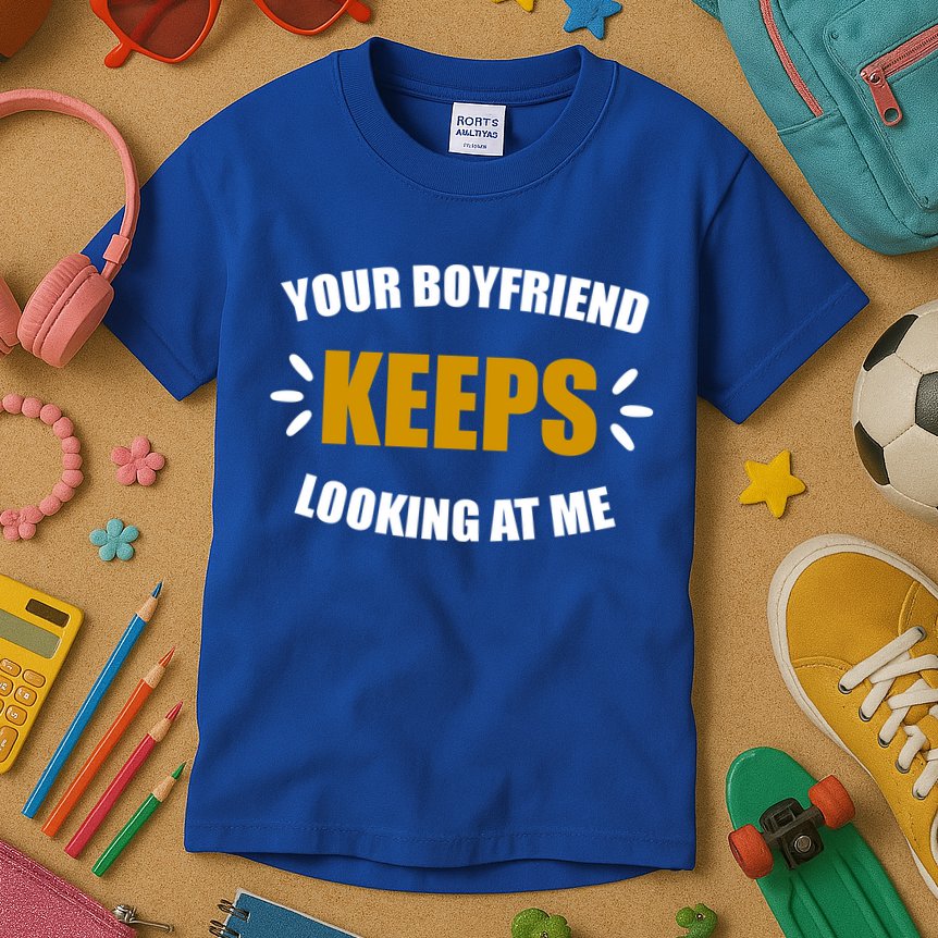 Your Boyfriend Keeps Looking At Me Kids T-Shirt
