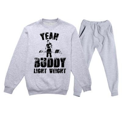 Yes Buddy Lightweight Funny Weightlifting Premium Crewneck Sweatsuit Set