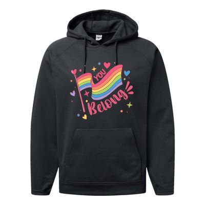 You Belong Lgbtq Ally Pride Performance Fleece Hoodie