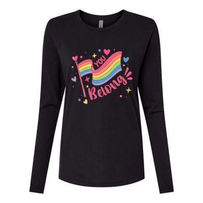 You Belong Lgbtq Ally Pride Womens Cotton Relaxed Long Sleeve T-Shirt