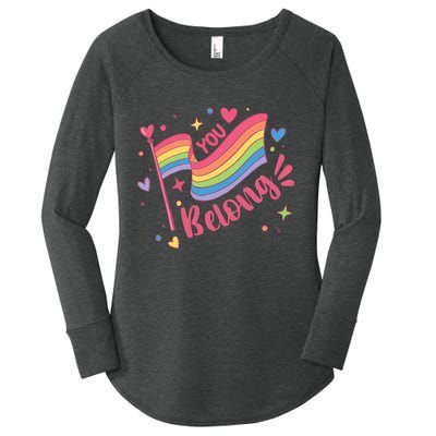 You Belong Lgbtq Ally Pride Women's Perfect Tri Tunic Long Sleeve Shirt