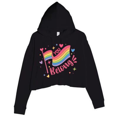 You Belong Lgbtq Ally Pride Crop Fleece Hoodie