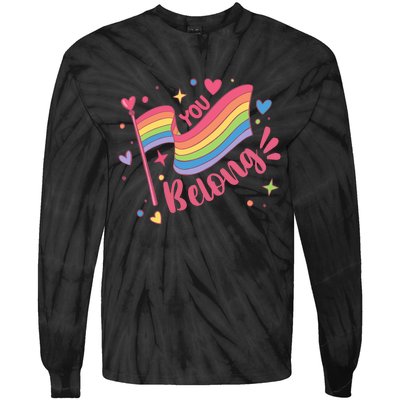 You Belong Lgbtq Ally Pride Tie-Dye Long Sleeve Shirt